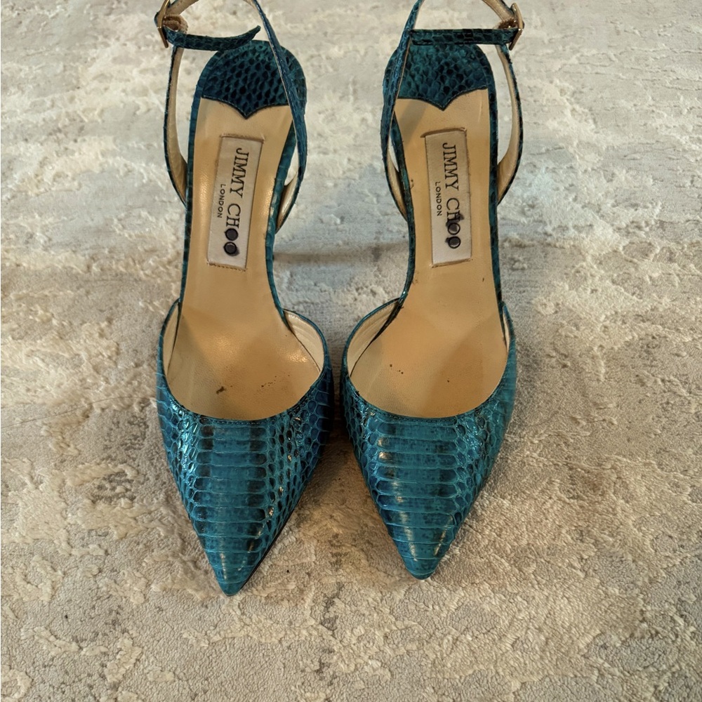 Jimmy choo snake skin sling back pumps